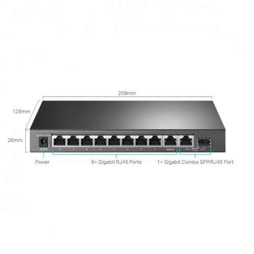 Switch 8-Port Gigabit Desktop with 8-Port PoE+ + 2x SFP Port TL-SG2210MP TP-LINK