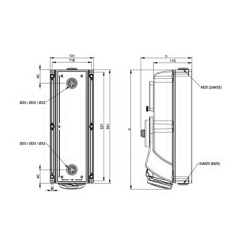 Πρίζα τοίχου βιομηχανική θηλυκή 3pin 16A 230VAC IP44 με διακόπτη και μηχανική μανδάλωση 7613-6 PCE