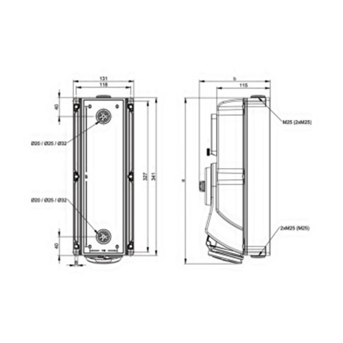 Πρίζα τοίχου βιομηχανική θηλυκή 4pin 16A 400VAC IP44 με διακόπτη και μηχανική μανδάλωση 7614-6 PCE