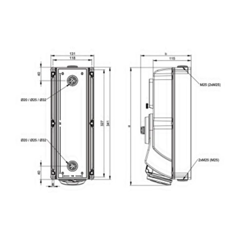 Πρίζα τοίχου βιομηχανική θηλυκή 5pin 16A 400VAC IP44 με διακόπτη και μηχανική μανδάλωση 7615-6 PCE