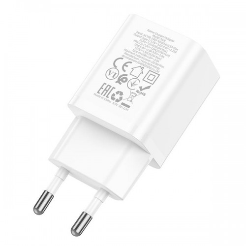 Τροφοδοτικό 230V in -> 1 x USB A + 1 x USB C Out 5V 5A PD20W + QC3.0 λευκό N28 Hoco