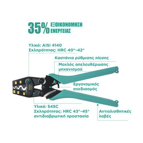 Πρέσσα ακροδεκτών χωρίς μόνωση 1.25-14 mm² CP-251B Pro'sKit
