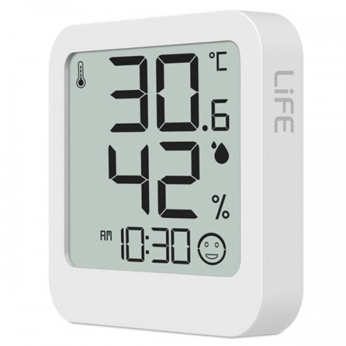 Ψηφιακό θερμόμετρο εσωτερικής με ρολόι λευκό CONTEMPO LIFE