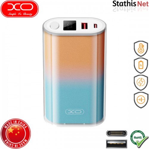 Power bank 10000mAh 22.5W με θύρα USB-A και με θύρα Type-C QC22.5 + PD20W μπλέ/πορτοκαλί PR222 XO