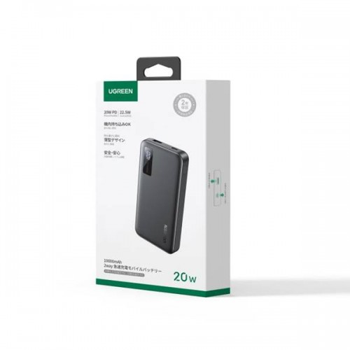 Power bank 10000mAh 20W με θύρα USB-A και θύρα USB-C PD20W+QC3.0 μαύρο PB311 25742 UGREEN