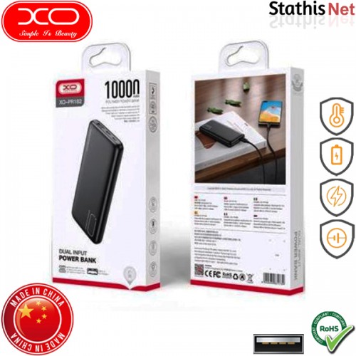 Power bank 10000mAh με θύρα USB-A PD μαύρο PR182 XO