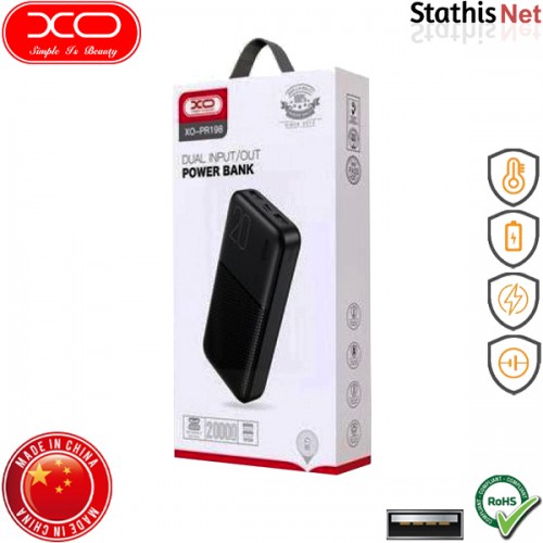 Power bank 20000mAh με θύρα USB-A PD μαύρο PR198 XO