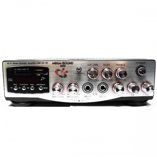 Ενισχυτής μικροφωνικός 2x30W 12VDC/230V 2xMIC/USB//SD CARD/FM 009 MEGA-SOUND