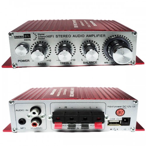 Ενισχυτής ήχου 2x20W 12VDC AUDIO/MP3 INPUT MA-180 MEGA-SOUND