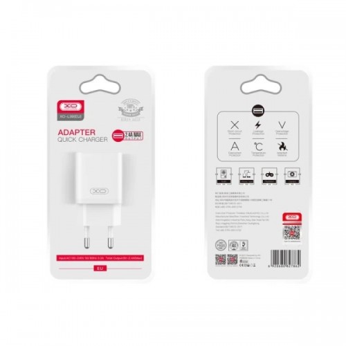 Τροφοδοτικό 230V in -> 1 x USB out 5V 2,4A 12W Άσπρο L99 XO