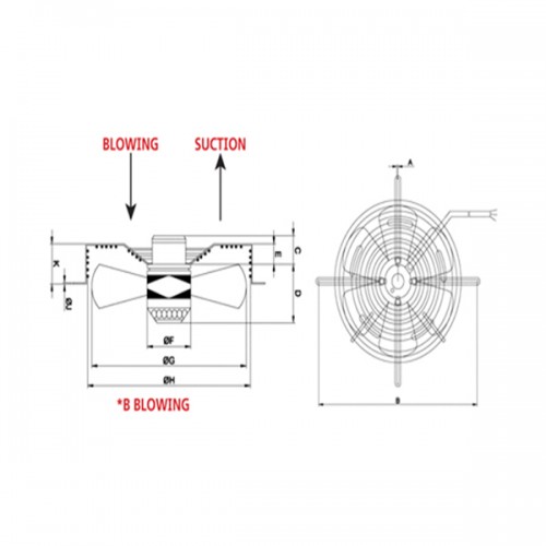 Ανεμιστήρας αξονικός ψύξης 220V 150W Ø350mm μονοφασικός RQA4E-350 TIDAR