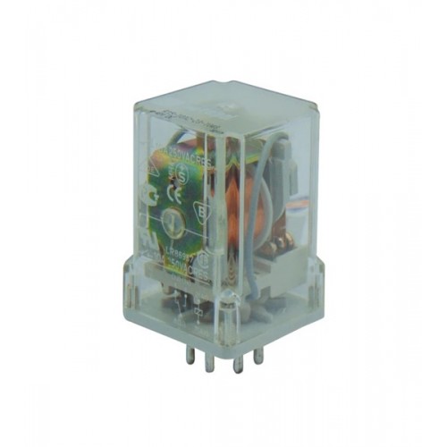 Relay 48V DC 10A 8Pins τύπου λυχνίας Test button R15 Relpol