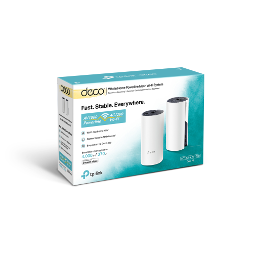 Mesh AC1200 + AV1000 Whole Home Hybrid Wi-Fi 5 System 2-Pack Deco