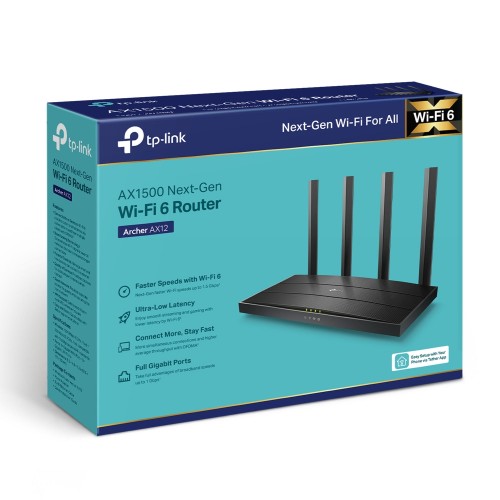 Router AX1500 Dual Band 3 Gigabit ports Wi-Fi 6 Archer AX12 TP-LINK