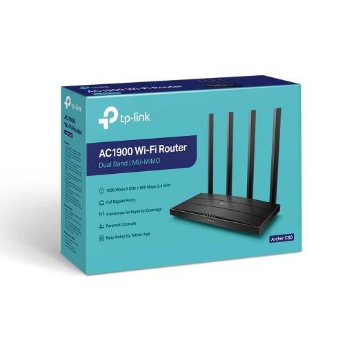 Router AC1900 wireless Dual Band 5 Gigabit ports MU-MIMO Archer C80 TP-LINK