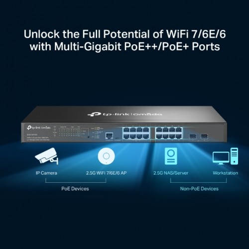 Switch 16-Port 2.5G and 2-Port 10GE SFP+ L2+ Managed with 8-Port PoE+ SG3218XP-M2 Omada TP-LINK