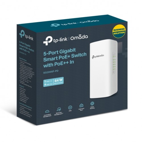 Switch 5-Port Gigabit Smart with 1-Port PoE++ In and 4-Port PoE+ Out SG2005P-PD Omada TP-LINK