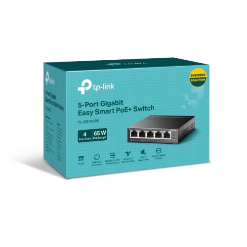 Switch 5-Port Gigabit Easy Smart with 4-Port PoE+ TL-SG105PE TP-LINK