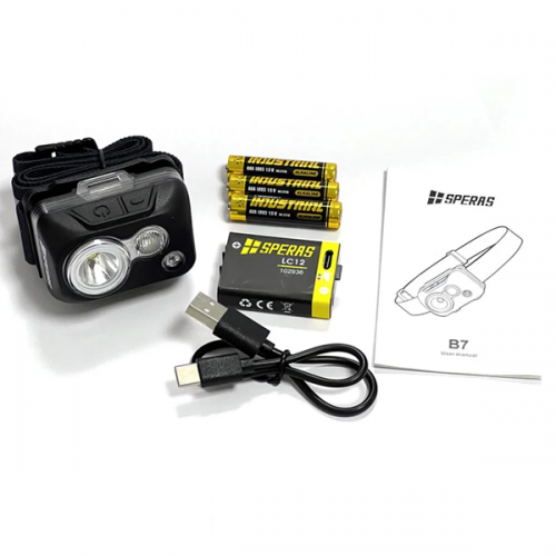 Φακός led κεφαλής επαναφορτιζόμενος SP-B7(B) Speras