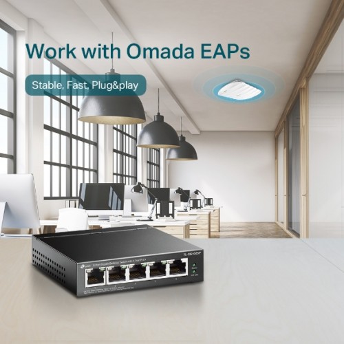 Switch 5-Port Gigabit Desktop with 4-Port PoE+ TL-SG1005P TP-LINK