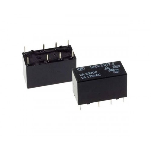 Relay ultra-miniature 12V DC 1A 2pins DPDT HFD27/012-S Hongfa