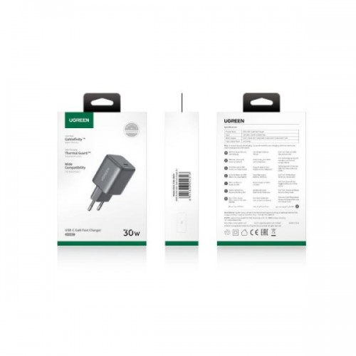 Τροφοδοτικό 230V in -> 1x USB C Out GaN 5V 30W + PD3.0 μαύρο 65007 Ugreen
