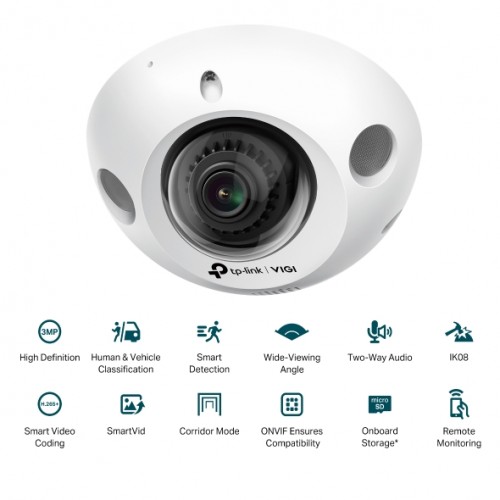 Κάμερα Dome 3MP 2.8mm Lens Network IR VIGI C230I Mini TP-Link
