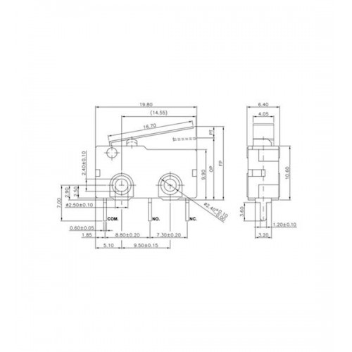 Διακόπτης micro switch με μικρό λαμάκι 16,7mm SPDT 5A 125/250V AC SM-05S-01P0-Z Zippy