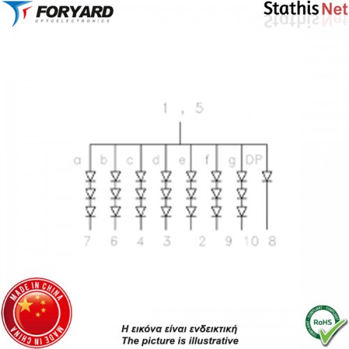 Display led 1 ψηφίου 44.5mm ανόδου πράσινο SA18-11GWA Kingbright