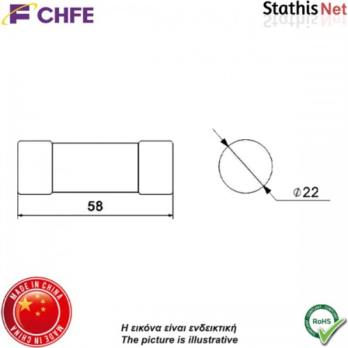 Ασφάλεια κεραμική 22x58mm ταχείας 100Α 500V SGF CHFE