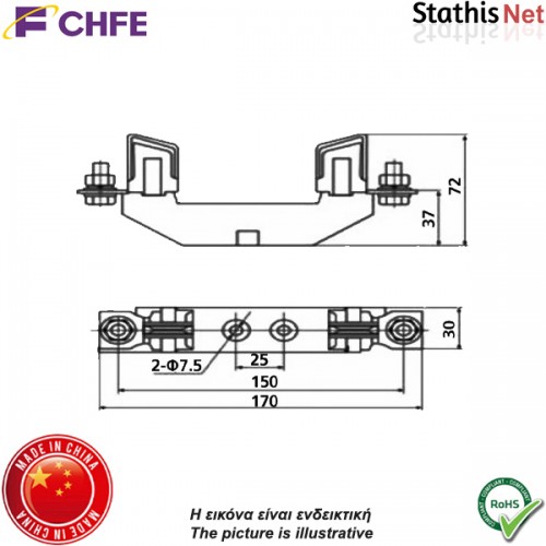 Βάση για μαχαιρωτή ασφάλεια 125A NH00C CHFE