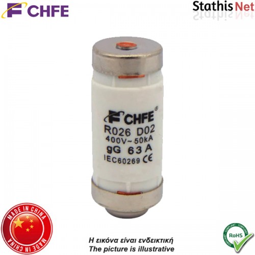 Ασφάλεια φυσίγγιo NEOZED 15x35mm 63Α 400V E18 D02 R026-D02 CHFE