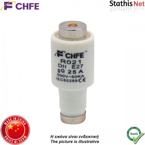 Ασφάλεια φυσίγγιo DIAZED 20x50mm 25Α 500V E27 DII R021-DII CHFE