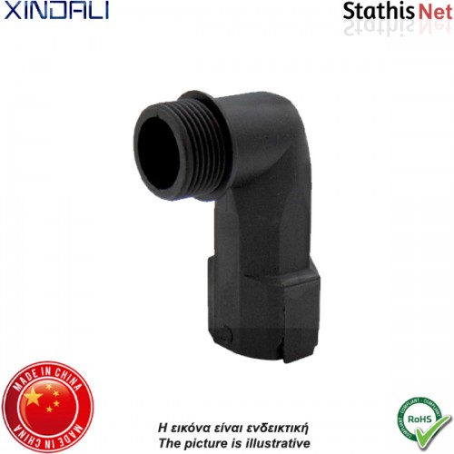 Στυπιοθλίπτης γωνιακός με συγκράτηση IP54 PG-07 μαύρος XINDALI