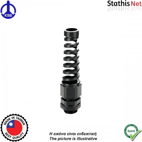 Στυπιοθλίπτης με σπιράλ και φλάντζα IP68 AG-25SR μαύρος XINDALI