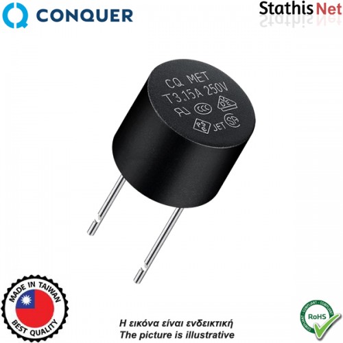 Ασφάλεια βαρελάκι βραδείας 160mA 250V MET Conquer Electronic