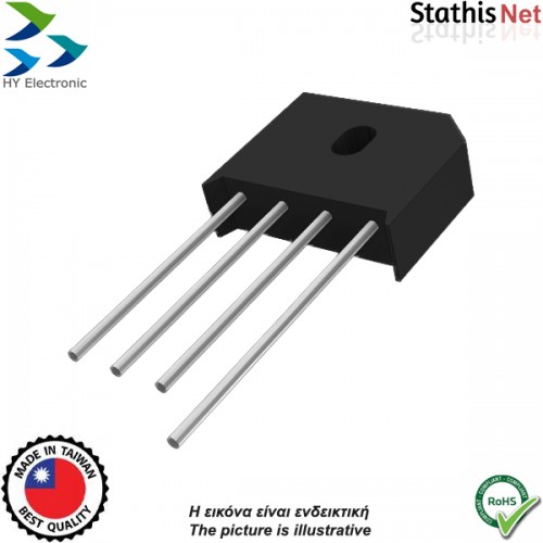 Γέφυρα ανόρθωσης 8A 800V πλακέ KBU808G HY Electronic