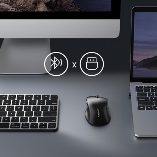 Mouse optical silent  ασύμαρτο Bluetooth 5.0 & 2.4 GHz μαύρο MU101 Ugreen