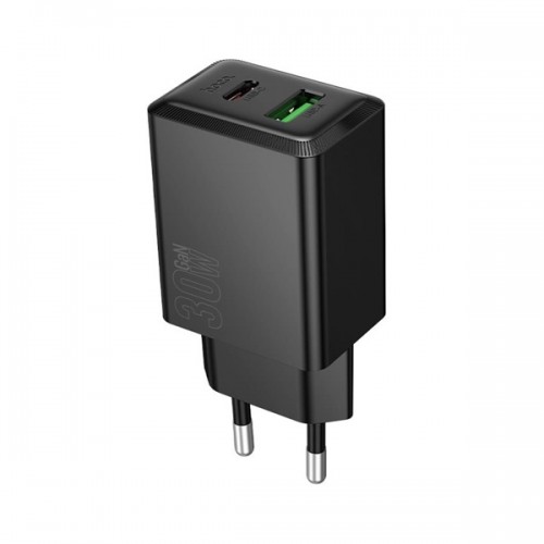 Τροφοδοτικό 230V in -> 1 x USB A + 1 x USB C Out 5V 3A PD30W + QC3.0 μαύρο N71 Hoco