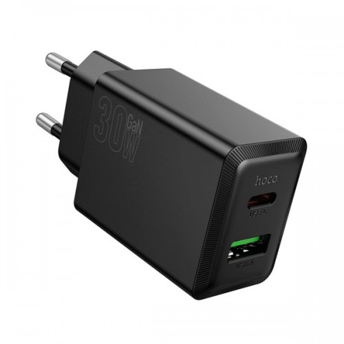 Τροφοδοτικό 230V in -> 1 x USB A + 1 x USB C Out 5V 3A PD30W + QC3.0 μαύρο N71 Hoco