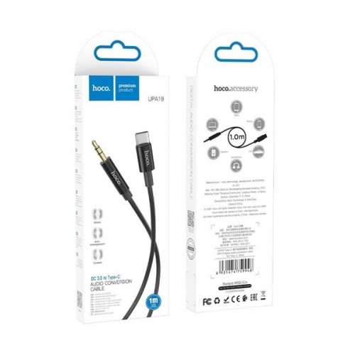 Καλώδιο USB 2.0 type C -> audio 3.5mm αρσενικό για Smartphones 1m μαύρο UPA19TBK Hoco