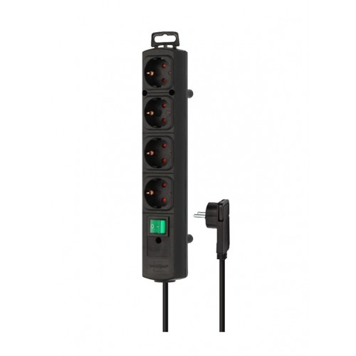Πολύπριζο 4 σούκο 3x1.5mm² 2m μαύρο με διακόπτη + προστασία 1153100100 Brennenstuhl