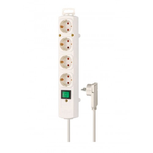 Πολύπριζο 4 σούκο 3x1.5mm² 2m λευκό με διακόπτη + προστασία 1153120100 Brennenstuhl