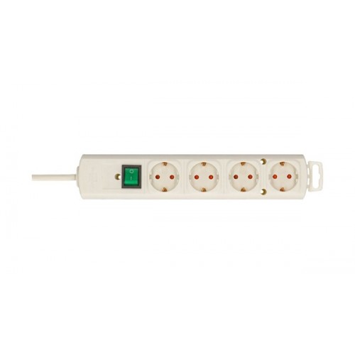 Πολύπριζο 4 σούκο 3x1.5mm² 2m λευκό με διακόπτη + προστασία 1153120100 Brennenstuhl