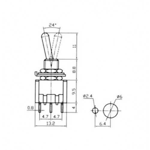 Διακόπτης toggle mini ON-ON 3A 250V 3P MTS-102-A1 LZ