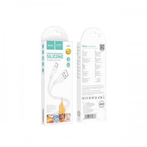 Καλώδιο φόρτισης & συγχρονισμού 3A USB A -> Type C 1m full speed σιλικόνης Crystal Color λευκό X97 Hoco Καλώδιο φόρτισης & συγχρονισμού 3A USB A -> Type C 1m full speed σιλικόνης Crystal Color λευκό X97 Hoco