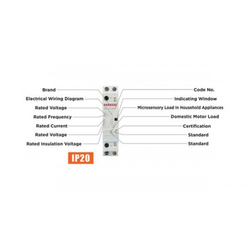 Relay φορτίου ράγας 4P 2NO 63A 230V AC EPC1 MAXGE