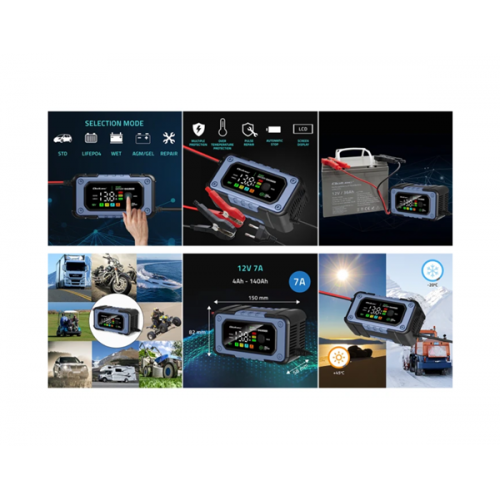 Φορτιστής - συντηρητής μπαταριών μολύβδου 12V DC 7A 52486 QTC