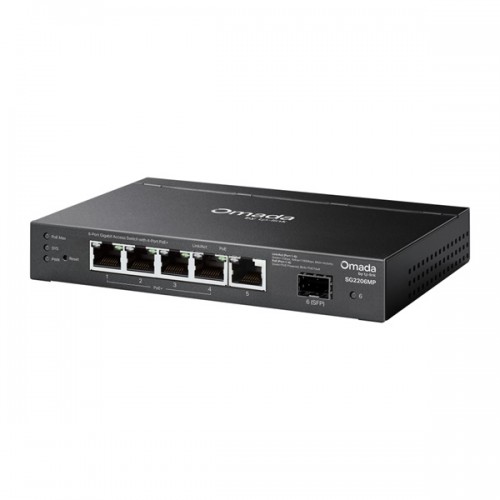 Switch 6-Port Gigabit Smart with 1 x SFP + 1 x RJ45 + 4-Port PoE+ Out SG2206MP Omada TP-LINK