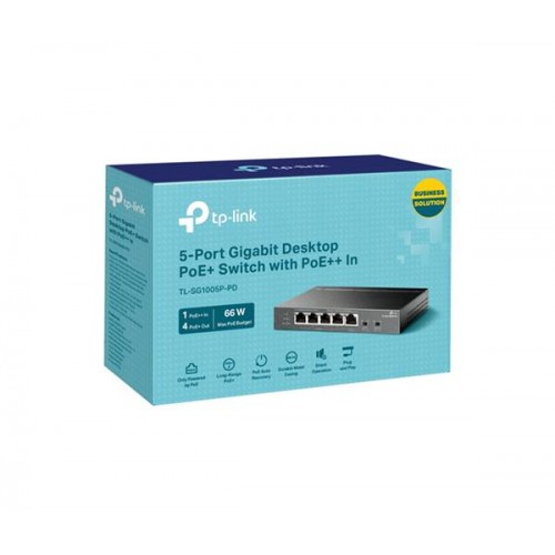 Switch 5-Port Gigabit Desktop with 1-port PoE++ in 4-Port PoE+ out 66W TL-SG1005P-PD TP-LINK
